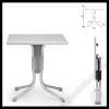 Összecsukható szürke asztal 70x70cm ezüst werzalit kültéri asztallap