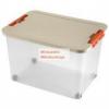 Tároló doboz - Műanyag háztartási tárolódoboz tetővel, 45 literes