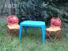 Műanyag kerti gyerek asztal két verdás összecsukható székkel